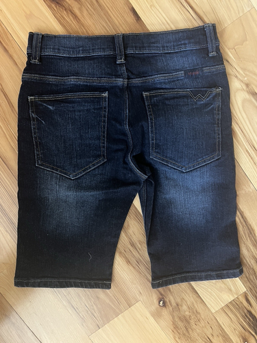 Wrangler Boys 12 Regular Slim Straight Distressed Dark Denim Jean Shorts, NWT - Picture 5 of 13
