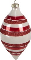 Clayre & Eef 6GL4330 Weihnachtskugel Rot Weiß Ø 8X15 Cm
