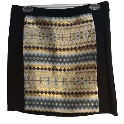 Ambar Women's Size 10 Short Stretch Skirt Black w/ Metallic Panel  back zipper
