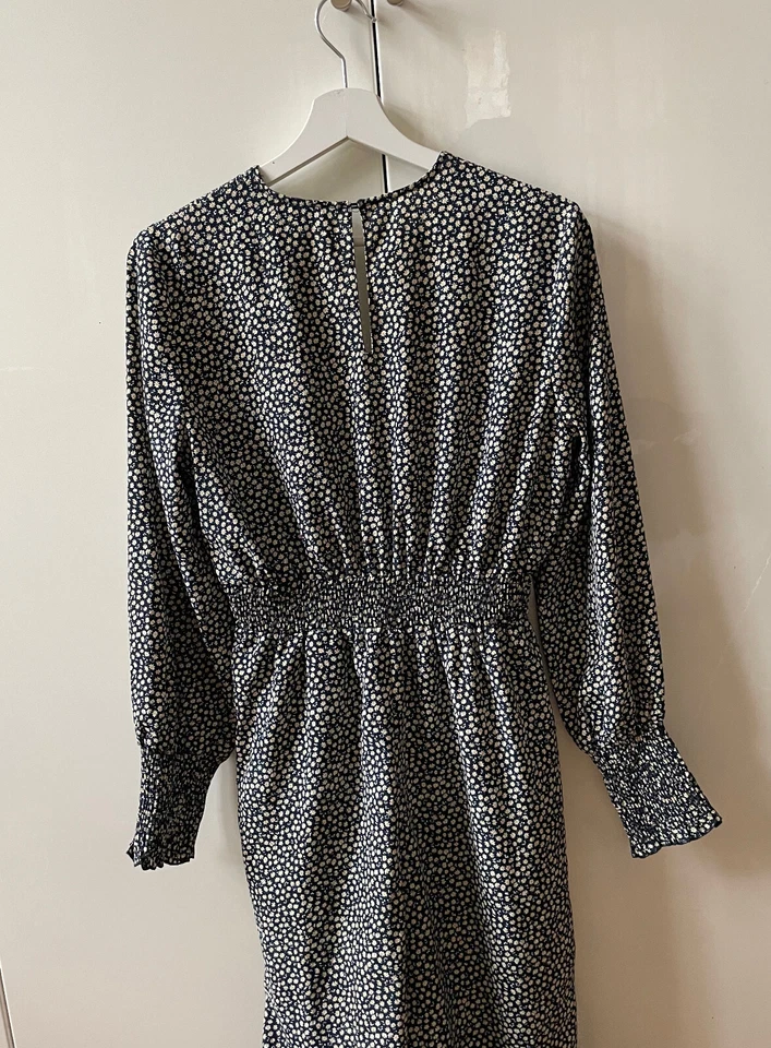 H&M Overall Jumpsuit Blumenmuster 34-36 Langarm lang blau fließend neuwert - Bild 3 von 4