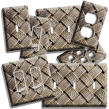 RUSTIC WOVEN ROPE STYLE LIGHT SWITCH OUTLET WALL PLATE KITCHEN BATHROOM HD DECOR