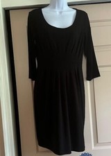 *Calvin Klein Black Sheath 3/4 Sleeve Polyester/Spandex Dress Size 8  RN #54163