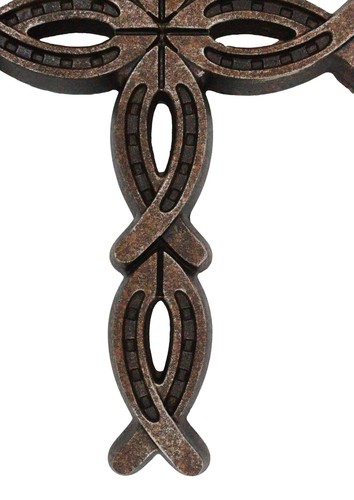 11.5"H Rustic Western Horseshoes Ichthys Christian Wall Cross Decor Plaque - 第 7/9 張圖片