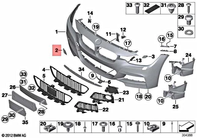 Genuine BMW M Front Trim Towing Eye Tow Flap Primed F30 F31 3 