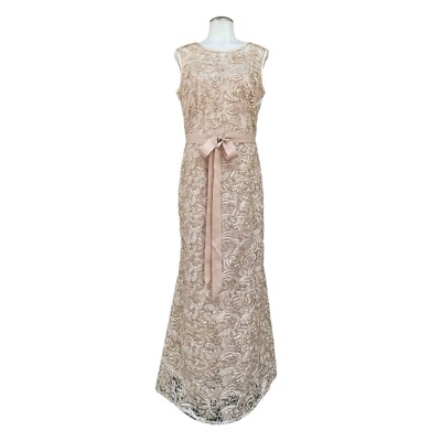 Vintage DRESSBARN Womens Sheer Floral Lace Formal Dress Long