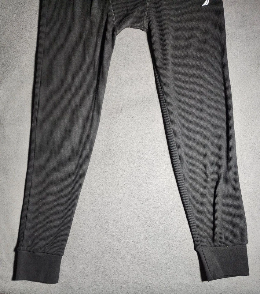 Calça térmica masculina grande preta waffle malha pijama lounge Nautica - Imagem 3 de 4