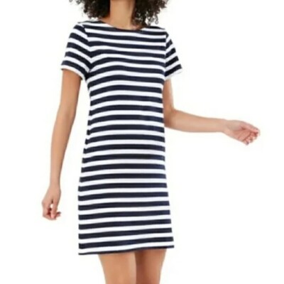 navy striped jersey dress Becker Midnight Stripe Jersey Midi Dress