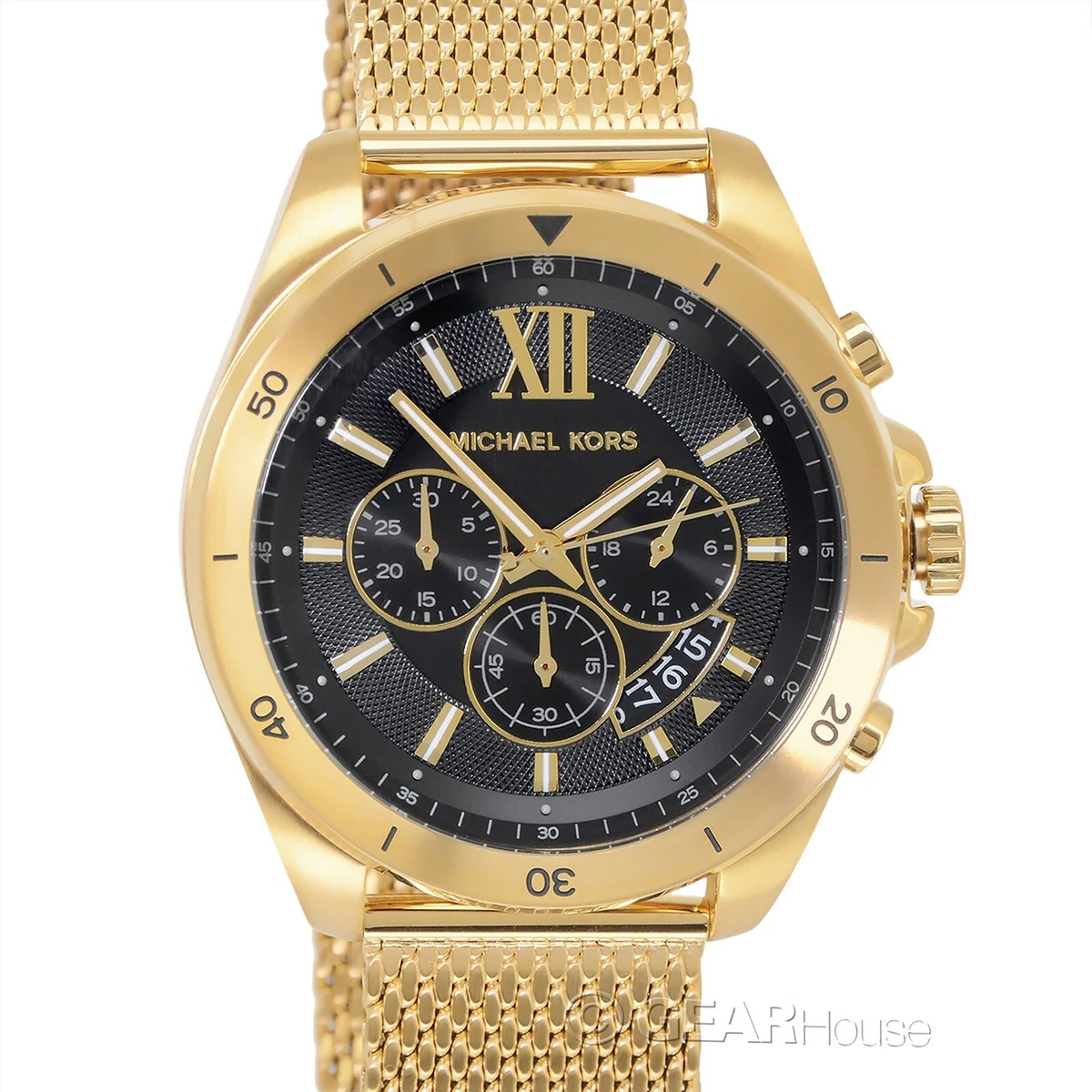 Mesh Watch, Chronograph Michael Dial, Band Gold eBay | Brecken Kors Mens Flat Black