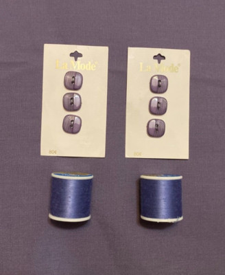 Purple Lavender Cotton Type Fabric with Matching Thread & Buttons 3 Yards