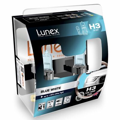 Lunex blau weiß H3 Auto Scheinwerfer Birne 3700K (Twin)