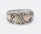 Vintage Black Hills Gold Sterling 12k Tri-Color Gold Leaf Ring Band Sz 10 RS3454