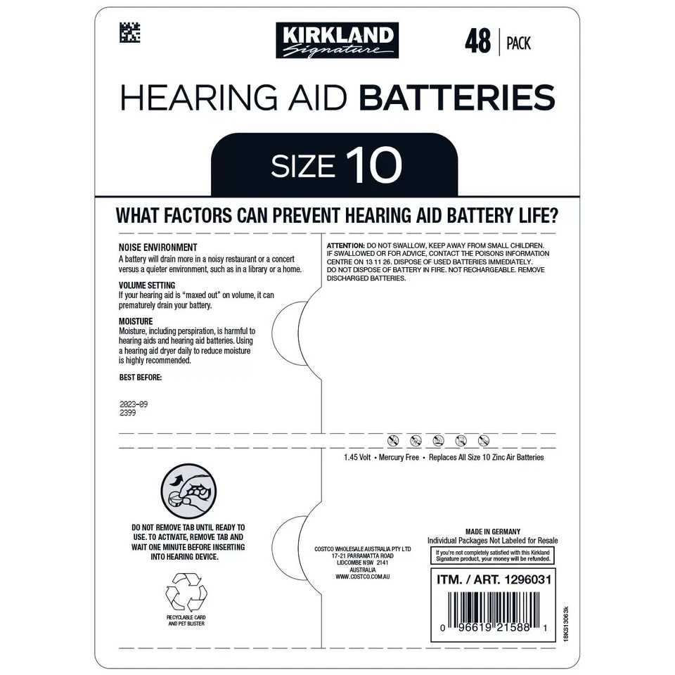 New Kirkland Signature Hearing Aid Batteries Size 10 2 x 48 Pack - Image 2 of 2