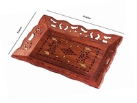 Decorative Rosewood Serving Tray Platter With Elephant Motif In Brass Inlay, on sale Decorative Rosewood Serving Tray Platter With Elephant Motif In Brass Inlay, on sale