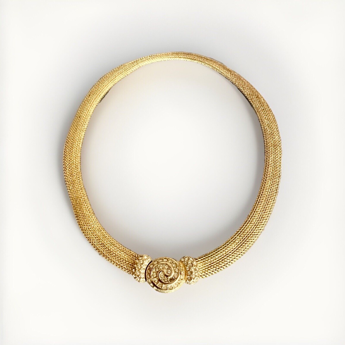 パリコレクション Vintage Christian Necklace Collar Mesh Plate Gold Dior アクセサリー