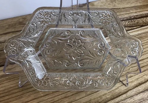 VTG Indiana Glass Depression Sandwich Pattern Sugar/Creamer Tray Serving Tray
