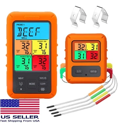 Smart Wireless Meat Thermometer w/ 4 Probes for BBQ Grilling Baking Barbecue - Image 1 of 4