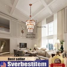 Bohemia Style Wood Beaded Chandelier 5 Light Pendant Lamp Ceiling Light Fixture