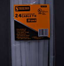 (30) Clear 24" Inch Nylon Heavy Duty Cable Wire Wrap Zip Ties 175 LBS USA MADE