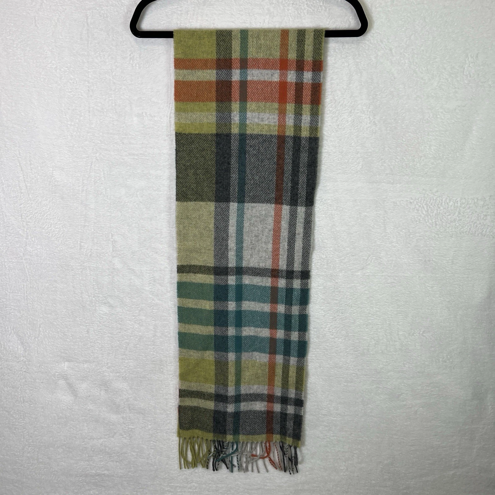 Foxford 100% Lambswool Fringe Scarf Multicolor Made In The West Of Ireland