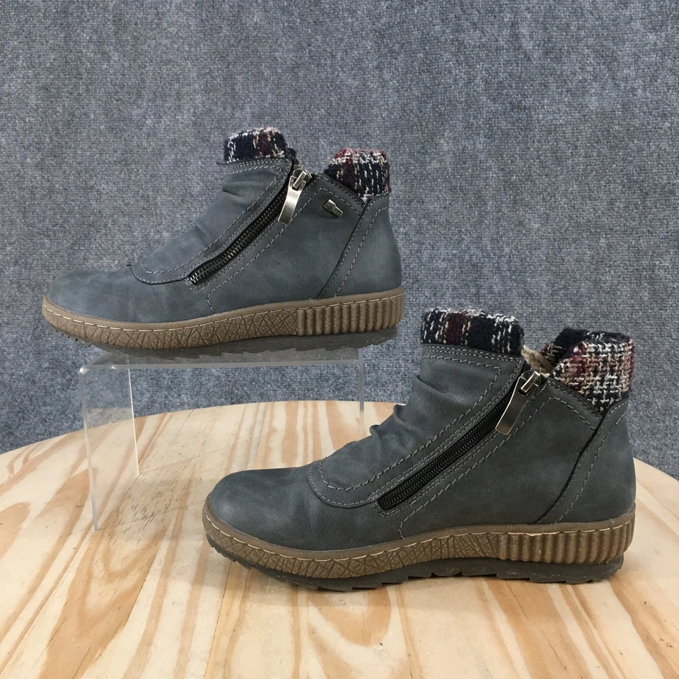 Spring Step Boots Womens 37 Cleora Ankle Bootie Blue Side Zip Comfort Ankle Top - Image 2 of 4