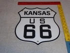 VINTAGE U.S. ROUTE 66 KANSAS UNITED STATES 11 3/4" PORCELAIN METAL GAS OIL SIGN!