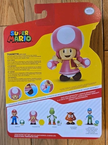 Super Mario - Toadette mit Münze Jakks World of Nintendo 4" Figur Neu! Gratis S+H! - Bild 2 von 2