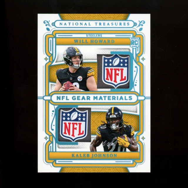 2025 National Treasures Laundry Tag NFL SHIELD Will Howard/Kaleb Johnson (1/1)