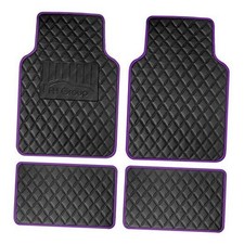 Floor Mats - Faux Leather Floor Mats for Cars, Universal Fit Automotive PURPLE