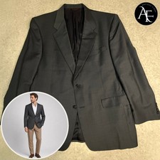 Hart Schaffner Marx Dillard's Mens 44R Blazer Pure New Wool Glen Plaid Charcoal
