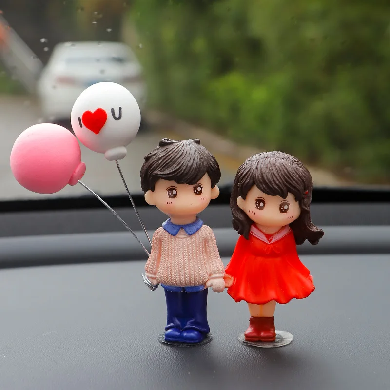 Car Accessories Cute Cartoon Couples Action Figure Figurines Balloon Ornament Au