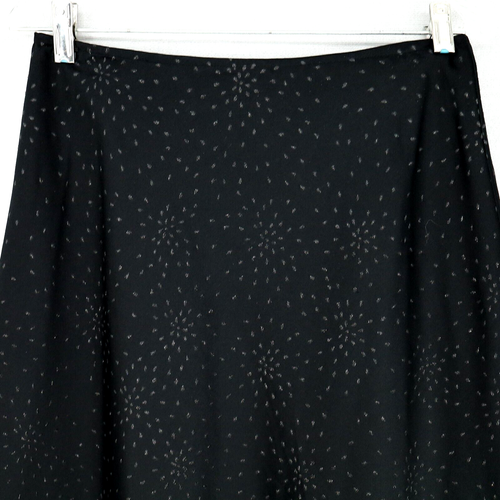 WHBM Skirt Womens 2 Black Flare Shimmer Detail Midi Satin A-line Career Formal - Picture 7 of 11