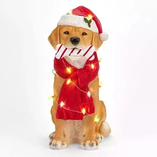 New! LED Golden Retriever Christmas Statue