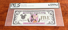 5 $ GOOFY Disney Dollar PCGS 63 PPQ au choix NEUF 1987 fier Dingo série D