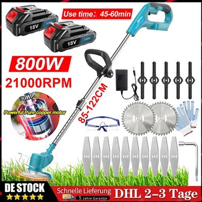 Akku Rasentrimmer 21V Grasschneider Freischneider Trimmer Motorsense mit 2 Akkus