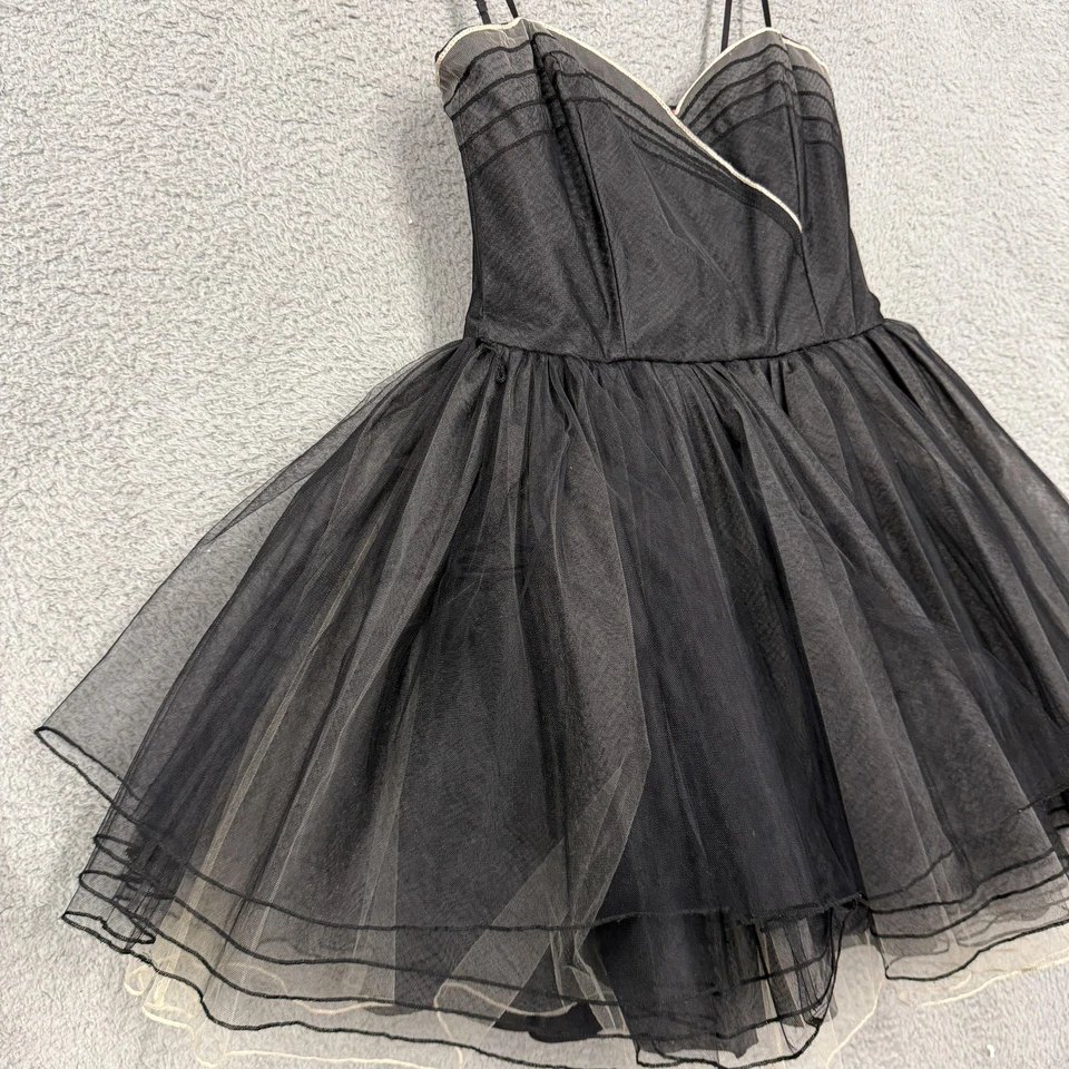 Vestido Betsey Johnson Para Mujer 6 Negro Tul Ajuste y Acampanado Fiesta Cóctel Espaguetis Foto 2 de 4