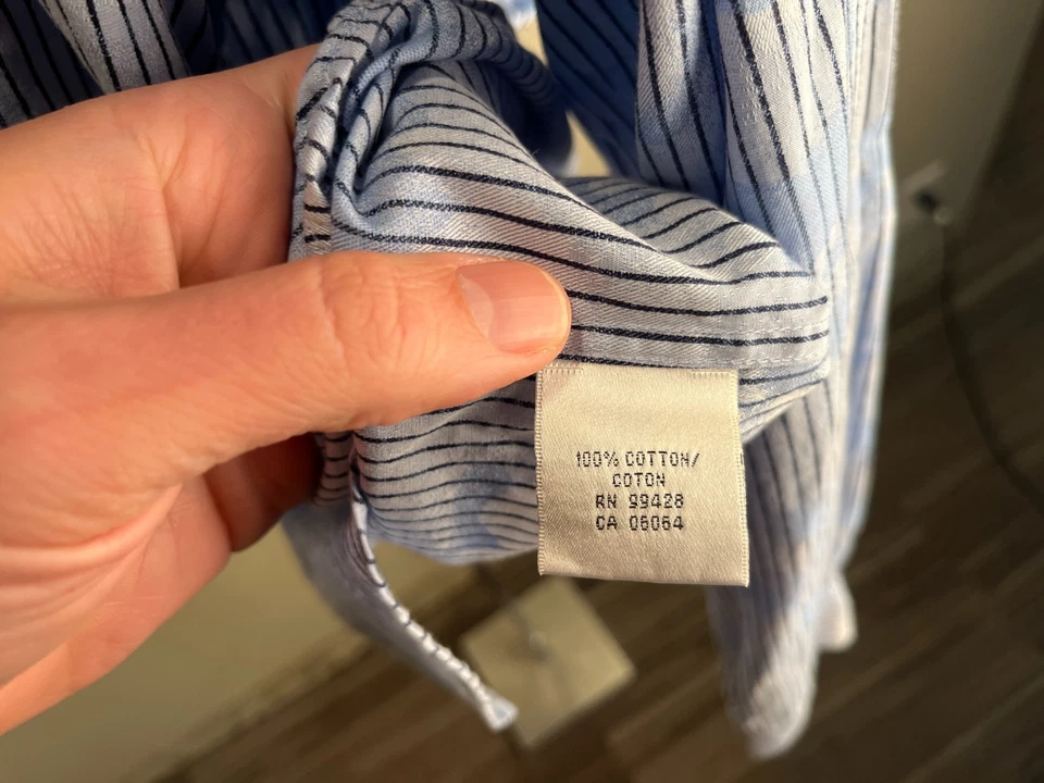 BUGATCHI Men's blue and white cloud print long sleeve shirt XL EUC - Image 4 of 4