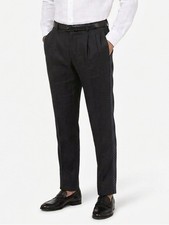 NWT Dolce & Gabbana Linen Silk Black Pleat Front Trouser Pants Polka Dot Tux