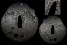 Moonlit Mountain Tsuba Japanese Antique Katana Sword Guard Samurai from Japan