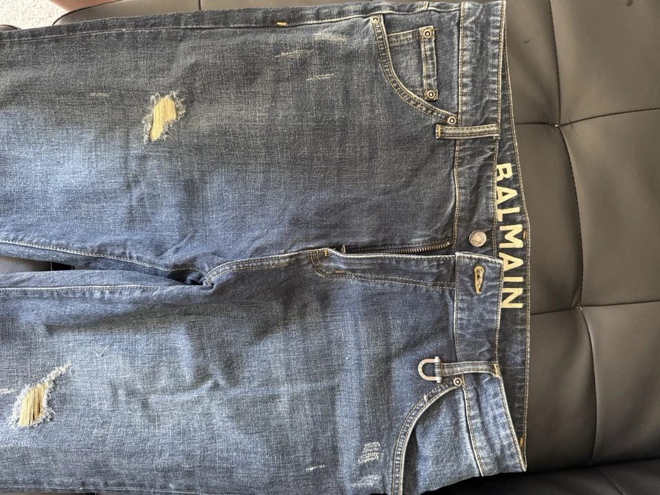 Jeans masculino de moto Balmain Paris tamanho 38 - Imagem 2 de 4