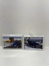 Paul Oxman Christmas Cards Lot Of 20 Hot Rod Blue Cars Pick Up B Tatman Car Tree