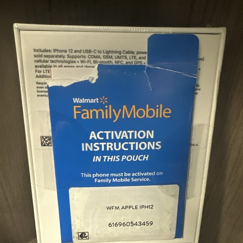 New Sealed Apple iPhone 12 5G 64GB Black (For Walmart Family Mobile) - Picture 2 of 2