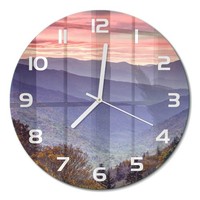 Glasuhr Glas-Wanduhr Elegant Berge Bei Sonnenuntergang WeißE Zeiger Fi30 Cm