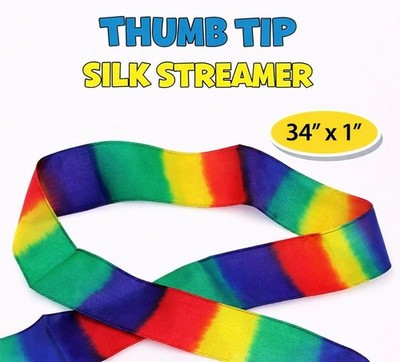 THUMB TIP RAINBOW SILK STREAMER 1  x 34  Small Production Magic Trick Prop Color