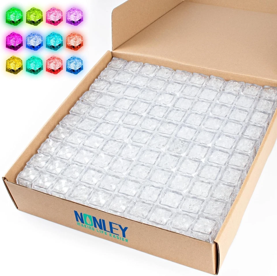 Cubitos de Hielo LED Reutilizables Impermeables con Colores Cambiantes - 200 Piezas para Eventos Foto 3 de 4