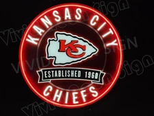 24"x24" Kansas City Chiefs Est. 1960 Vivid LED Neon Sign Light Lamp With Dimmer