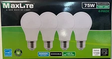 4-768 Pack Maxlite LED Light Bulbs 10W = 75W Watt A19 Daylight 5000K Dimmable