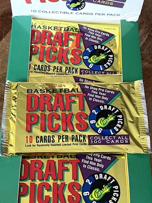 1992 CLASSIC DRAFT PICKS Basketball 🏀 PACK 10 Cards SHAQUILLE O´NEAL RC? OVP‼️