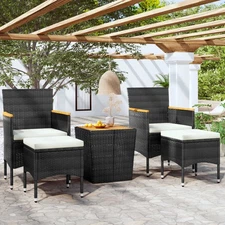 Garden Bistro Set Black Poly rattan 5 Piece Set Durable