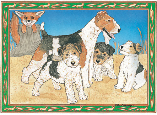 Foxterrier Draht Blanko Notizkarten verpackt - Bild 1 von 1