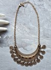 Quality Turkish Style Gold Tone Bib Statement Necklace Coin Charm Dangles Adjust — photo 7